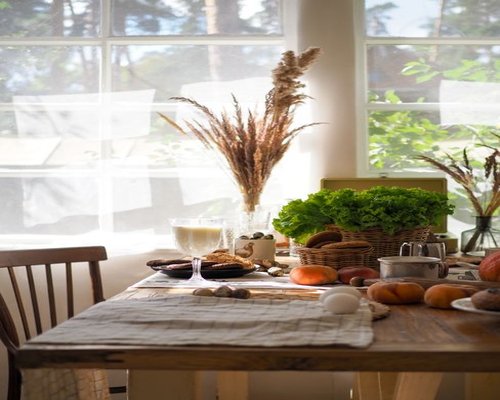 Soft morning sunlight illuminating a Mexican kitchen setup with fresh fruits